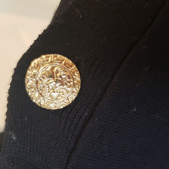 Vintage Outlander black sweater gold buttons, great condition, sz M - Picture 4 of 11